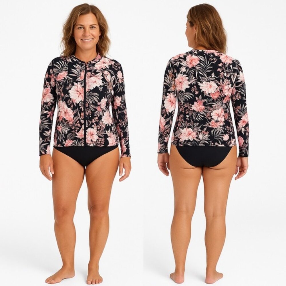 NWT Azura Australia Swim Zinnia Zip Front Rash Guard